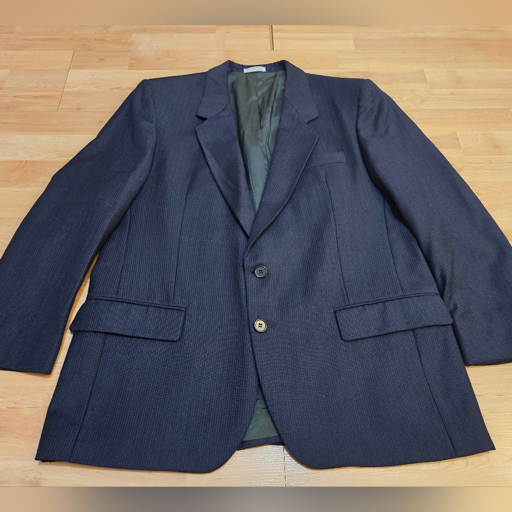 WM. H. LEISHMAN Men’s  suit jacket. pure New Wool Stripped Blue